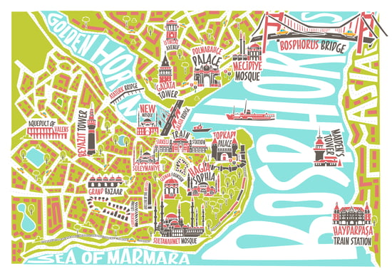 Mappa e principali aree di Istanbul